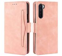 HualuBro OnePlus Nord Case, Magnetic Full Body Protection Shockproof Flip Leather Wallet Case Cover with Card Slot Holder for OnePlus Nord 5G Phone Case (Pink)