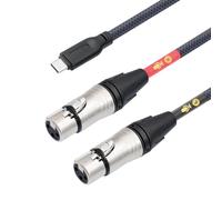 HUALUE 10Ft Dual XLR to USB C Stereo Microphone Cable, Smartphone Recording Cable, Dual Channel Stereo Input for iPhone 15 iPad Dynamic Condenser Microphone