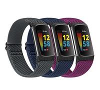 Huamanlou Elastic Nylon Strap Compatible with Fitbit Charge 5/6 - Soft Adjustable Breathable Replacement Wristband for Men and Women