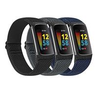 Huamanlou Elastic Sport Strap Compatible with Fitbit Charge 6 Strap/Fitbit Charge 5 Strap Women Men, Soft Adjustable Breathable Nylon Replacement Wristband for Fitbit Charge 6/Fitbit Charge 5