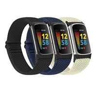 Huamanlou Elastic Sport Strap Compatible with Fitbit Charge 6 Strap/Fitbit Charge 5 Strap Women Men, Soft Adjustable Breathable Nylon Replacement Wristband for Fitbit Charge 6/Fitbit Charge 5