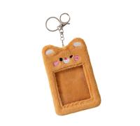 Huamengyuan Plush Card Holder Cute Photo Card Holder Soft Plush Photo Card Holder Key Ring Cute Animals Pendant Stationery Lobster Clasp Protective Case, brown, standard size