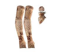 Huamengyuan Sun Protection Sleeves and Mask Set Sleeves + Triangular Scarf + Cap 53 cm, desert python pattern, 53cm