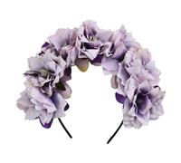 Huamengyuan Women's Vintage Hair Band Wedding Flower Headband Flower Girl Tiara Girls and Women Bridal Hair Band Flower Garland Headpiece for Children Women Girls Bride Bridesmaid Light Purple