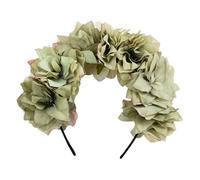 Huamengyuan Women's Vintage Hair Band Wedding Flower Headband Flower Girl Tiara Girls and Women Bridal Hair Band Flower Garland Headpiece for Children Women Girls Bride Bridesmaid Light Green