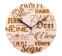 Huamet Wooden Wall Clock Text Clock Larch Ø 30 Cm CH40-A2413