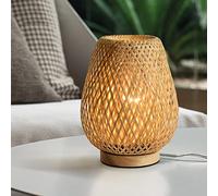HUAMI Bedside Table Lamp with Double Layer Bamboo Lampshade Wooden Base Bedroom Lamp Handmade Decorative Night Light for Wedding Party Indoor Bedroom Dining Room Outdoor Gift Garden Balcony