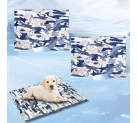 HUAMIAN 2 Pack Gel Cooling Mat for Pets, Camouflage Scratch-resistant Dog Cooling Mat Bed, Waterproof Double-sided Instant Cool Pad for Dogs & Cats, Summer Essential for Pets Heat Relief (40 * 30cm)