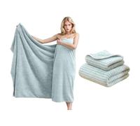HUAMIAN 2 Pack Luxury Large Bath Towel, Premium Coral Fleece Bathroom Towels, Super Soft & Plush, Absorbent Quick Dry Bath Sheet for Adults, Spa, Gym, Bathroom & Hotel Decor (Green)