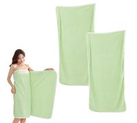 HUAMIAN 2 Pack Luxury Large Bath Towel, Premium Coral Fleece Bathroom Towels, Super Soft & Plush, Absorbent Quick Dry Bath Sheet for Adults, Spa, Gym, Bathroom & Hotel Decor, 160x87cm (Green)