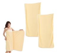 HUAMIAN 2 Pack Luxury Large Bath Towel, Premium Coral Fleece Bathroom Towels, Super Soft & Plush, Absorbent Quick Dry Bath Sheet for Adults, Spa, Gym, Bathroom & Hotel Decor, 160x87cm (Beige)