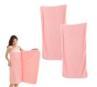 HUAMIAN 2 Pack Luxury Large Bath Towel, Premium Coral Fleece Bathroom Towels, Super Soft & Plush, Absorbent Quick Dry Bath Sheet for Adults, Spa, Gym, Bathroom & Hotel Decor, 160x87cm (Pink)