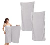 HUAMIAN 2 Pack Luxury Large Bath Towel, Premium Coral Fleece Bathroom Towels, Super Soft & Plush, Absorbent Quick Dry Bath Sheet for Adults, Spa, Gym, Bathroom & Hotel Decor, 160x87cm (Grey)
