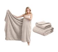 HUAMIAN 2 Pack Luxury Large Bath Towel, Premium Coral Fleece Bathroom Towels, Super Soft & Plush, Absorbent Quick Dry Bath Sheet for Adults, Spa, Gym, Bathroom & Hotel Decor (Khaki)