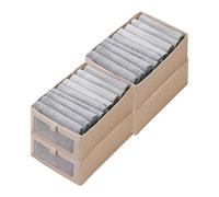 HUAMIAN 4 Pack Cupboard Storage Baskets, Foldable Wardrobe Storage Organiser, Stackable Fabric Drawer Organiser for Underwear Socks Bras, Bedroom Dresser Closet Organization (Beige,40 * 27 * 17 CM)