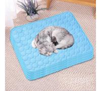 HUAMIAN 4 Pack Dog Cooling Mat Bed, Instant Cooling Pad for Dogs & Cats, Ice Silk Fabric Double-Sided Pet Cool Mat, Summer Essential for Pets Heat Relief (Blue,40 * 30cm)