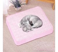 HUAMIAN 4 Pack Dog Cooling Mat Bed, Instant Cooling Pad for Dogs & Cats, Ice Silk Fabric Double-Sided Pet Cool Mat, Summer Essential for Pets Heat Relief (Pink,50 * 40cm)