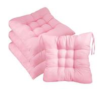 HUAMIAN 4 Pack Outdoor Seat Cushions with Secure Tie Straps, 40x40cm Non-Slip Durable Chair Pads, Vibrant Pure Colour Cotton Soft Chair Cushions Pads for Dining, Kitchen, Patio & Garden Chairs (pink)