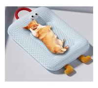 HUAMIAN Dog Cooling Mat Bed, Ice Silk Soft Cooling Dog Bed with Pillow & Handle & Smooth Zipper, Anti-Slip Base Pet Cool Pad for Dogs Cats for Hot Summer Indoor Outdoor Use (Blue,90 * 65cm)