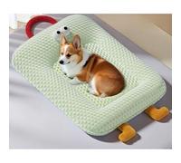 HUAMIAN Dog Cooling Mat Bed, Ice Silk Soft Cooling Dog Bed with Pillow & Handle & Smooth Zipper, Anti-Slip Base Pet Cool Pad for Dogs Cats for Hot Summer Indoor Outdoor Use (Green,60 * 45cm)