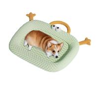 HUAMIAN Dog Cooling Mat Bed, Soft Cooling Dog Bed with Pillow & Ice Silk & Memory Foam, Anti-Slip Base Pet Cool Pad for Dogs Cats for Hot Summer Indoor Outdoor Use (Green,45 * 35cm)