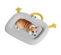 HUAMIAN Dog Cooling Mat Bed, Soft Cooling Dog Bed with Pillow & Ice Silk & Memory Foam, Anti-Slip Base Pet Cool Pad for Dogs Cats for Hot Summer Indoor Outdoor Use (Grey,65 * 45cm)