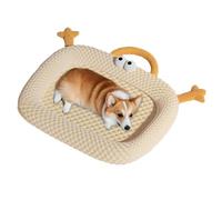 HUAMIAN Dog Cooling Mat Bed, Soft Cooling Dog Bed with Pillow & Ice Silk & Memory Foam, Anti-Slip Base Pet Cool Pad for Dogs Cats for Hot Summer Indoor Outdoor Use (Yellow,50 * 40cm)