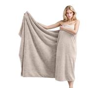 HUAMIAN Luxury Extra Large Bath Towel, Premium Coral Fleece Bathroom Towels, Super Soft & Plush, Absorbent Quick Dry Bath Sheet for Adults, Spa, Gym, Bathroom & Hotel Decor, 105x200cm (Khaki)