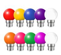 HUAMu 10 Pack B22 Bayonet Coloured LED Light Bulbs, 2W G45 Golf Ball Mini Globe Bulb,Multi Colored for Outdoor Indoor String, Christmas, Tree, Fairy Party Night Lights