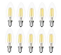 HUAMu 10-Pack E14 LED Candle Filament Bulbs 4W,Warm White 2700K Candelabra E14 SES Bulb, 360 Degree Beam Angle, Non-Dimmable, 400lm, LED Light Bulb, Small Edison Screw Candle Light Bulbs