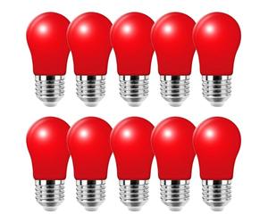 HUAMu 10x 3W E27 Screw Colored Bulbs LED A50 Lighting Bulbs,30W Incandescent Bulb Equivalent,LED Coloured GolfBall Bulb for Decorative,Wedding,Halloween,Christmas,Party,Red