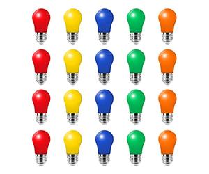 HUAMu 20 Pack 3W LED Colored Light Bulb E27 A50 Screw Cap Multi-Colored Light Bulb for Wedding Halloween Christmas Party Bar Mood Ambiance Decor