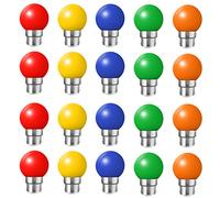 HUAMu 20x B22 Bayonet Cap LED Coloured Light Bulb Mini Globe Golfball Bulbs for Outdoor Patio Garden Party Christmas(Red Yellow Blue Green Orange)…