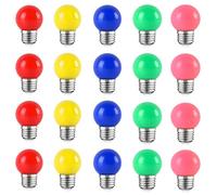 HUAMu 20 Pack E27 G45 GolfBall LED Colored Bulbs, 2Wequivalent to 20W Halogen Bulbs, Mixed Colours Red Yellow Blue Green Pink for Party Lighting,Outdoor Patio Party Christmas