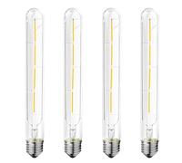 HUAMu 4W Tubular Edison Style LED Filament Bulb Non-Dimmable, Model T30 Nostalgic Led Light Bulb, E27 Screw Base, 6500K Cold White, 400LM, Clear Glass Cover, 4 Pack