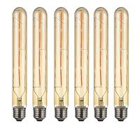 HUAMu 6 Pack Long Tube LED Bulb Edison Retro Vintage Decorative Light Bulbs E27 4W(Replace 40W Screw Halogen Bulb) T30 E27 Filament LED Bulbs Warm White 2700K AC 220-240V (225mm)