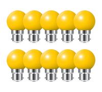 HUAMu B22 Bayonet led Bulbs, 2W LED Coloured Light Bulb Mini Globe Golfball Bulbs for Outdoor Patio Garden Party Christmas, Yellow, Pack of 10