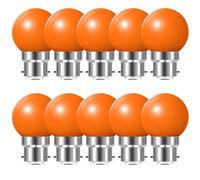 HUAMu B22 Bayonet led Bulbs, 2W LED Coloured Light Bulb Mini Globe Golfball Bulbs for Outdoor Patio Garden Party Christmas, Orange, Pack of 10
