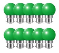 HUAMu B22 Bayonet led Bulbs, 2W LED Coloured Light Bulb Mini Globe Golfball Bulbs for Outdoor Patio Garden Party Christmas, Green, Pack of 10