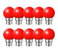 HUAMu B22 Bayonet led Bulbs, 2W LED Coloured Light Bulb Mini Globe Golfball Bulbs for Outdoor Patio Garden Party Christmas, Red, Pack of 10