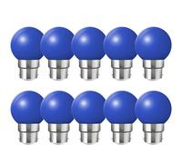 HUAMu B22 Bayonet led Bulbs, 2W LED Coloured Light Bulb Mini Globe Golfball Bulbs for Outdoor Patio Garden Party Christmas, Blue, Pack of 10