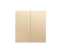 HUAMu Big Rocker Button Switch with Phosphor Dots, Modern Matte Gold Wall Plate, Electrical Single Light Switch, 2 Gang 2 Way, 16A 250V