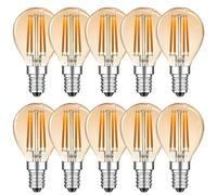 HUAMu E14 LED Bulbs, LED Filament Light Bulbs, 4W (40W Equivalent), Amber Glow, 2200K, E14 Base, Golf Ball P45/G45, 10 Pack