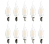 HUAMu E14 LED Candelabra Bulbs 4W, 2700K Warm Soft White 400LM, LED E14 Edison Screw Candle Bulb, C35 Frosted Glass Flame Shape Bent Tip, Pack of 10