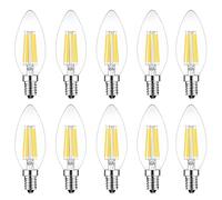HUAMu E14 LED Candle Bulb Dimmable 6W 60W Equivalent Cool White 6500K SES (Small Edison Screw) Chandelier Bulbs C35 Vintage Filament Energy Saving Candelabra Light Bulb 10 Packs