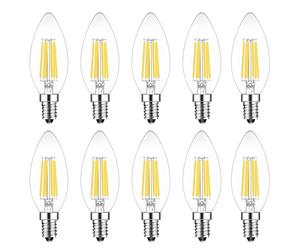 HUAMu E14 LED Candle Bulb Dimmable 6W 60W Equivalent Cool White 6500K SES (Small Edison Screw) Chandelier Bulbs C35 Vintage Filament Energy Saving Candelabra Light Bulb 10 Packs