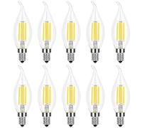 HUAMu E14 LED Dimmable 4W, 40w Candelabra Halogen Bulb, Cool White 6500K, C35 Bent Tip Flame Shape, Vintage Led Chandelier Light Bulbs,for Ceiling Lights and Chandelier, 10 Pack