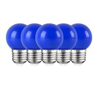 HUAMu E27 Colored LED Bulbs 2W, Blue G45 Round LED Bulb, for Wedding Bedroom Bar Christmas Holiday Party Decoration, 5 Pack