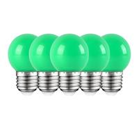 HUAMu E27 Colored LED Bulbs 2W, Green G45 Round LED Bulb, for Wedding Bedroom Bar Christmas Holiday Party Decoration, 5 Pack