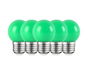 HUAMu E27 Colored LED Bulbs 2W, Green G45 Round LED Bulb, for Wedding Bedroom Bar Christmas Holiday Party Decoration, 5 Pack